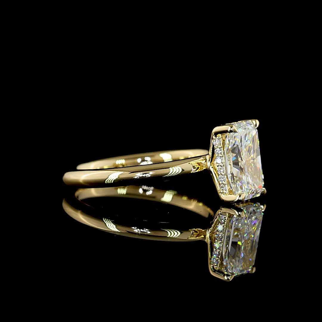 2.17 Cts 14k Yellow Gold Radiant Shape Hidden Halo Ring - Image 3