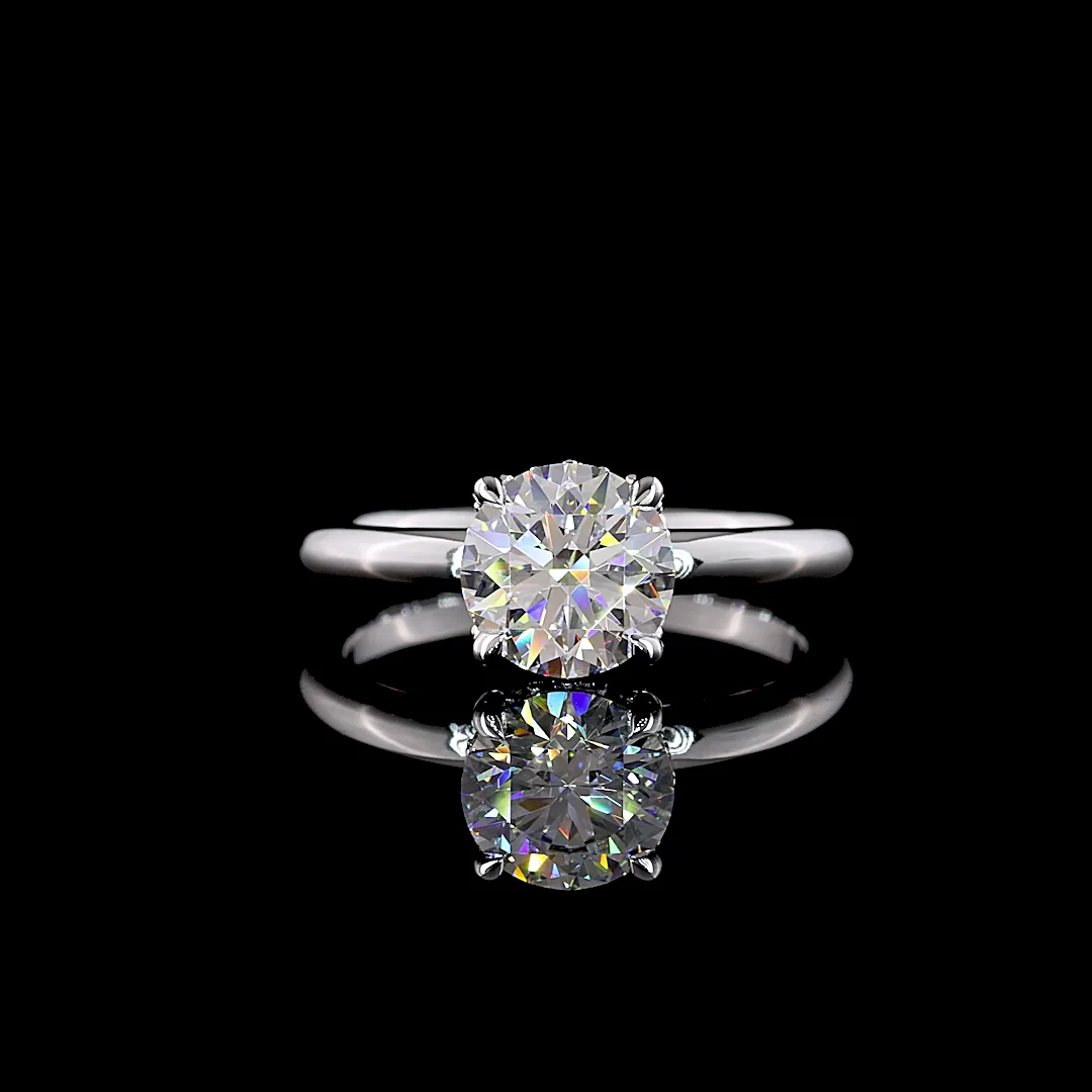 1.63 Cts 14k White Gold Round Shape Hidden Halo Ring - Video