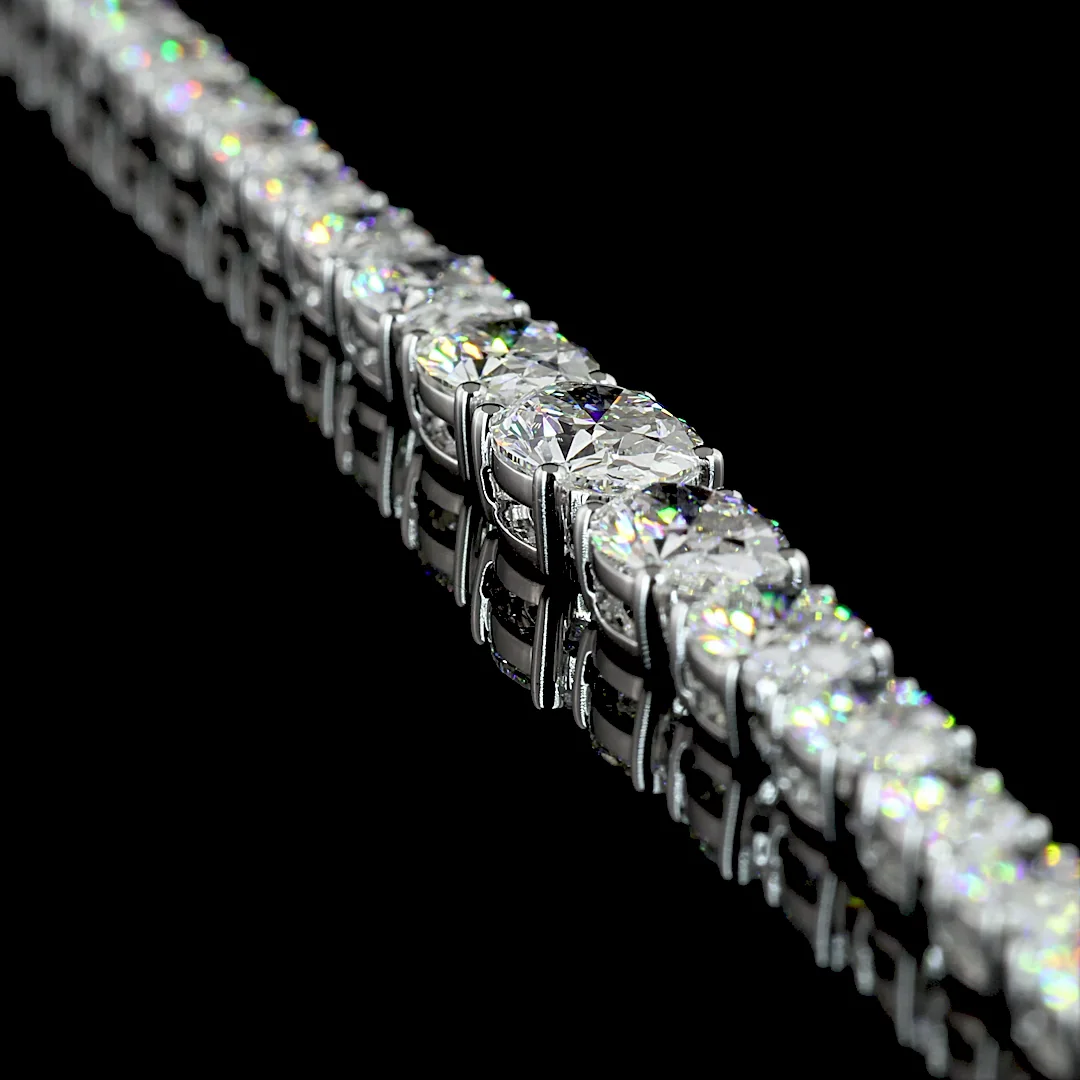 12.12 Cts 14k White Gold Oval Shape Riviera Necklace - Image 2