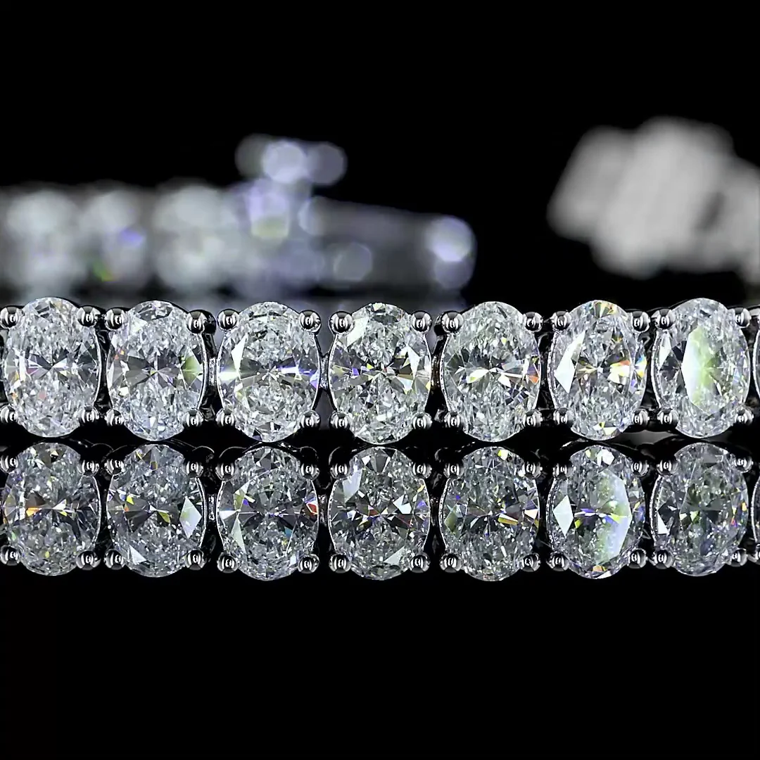 7.64 Cts 14k White Gold Oval Shape Tennis Bracelet - Image 2