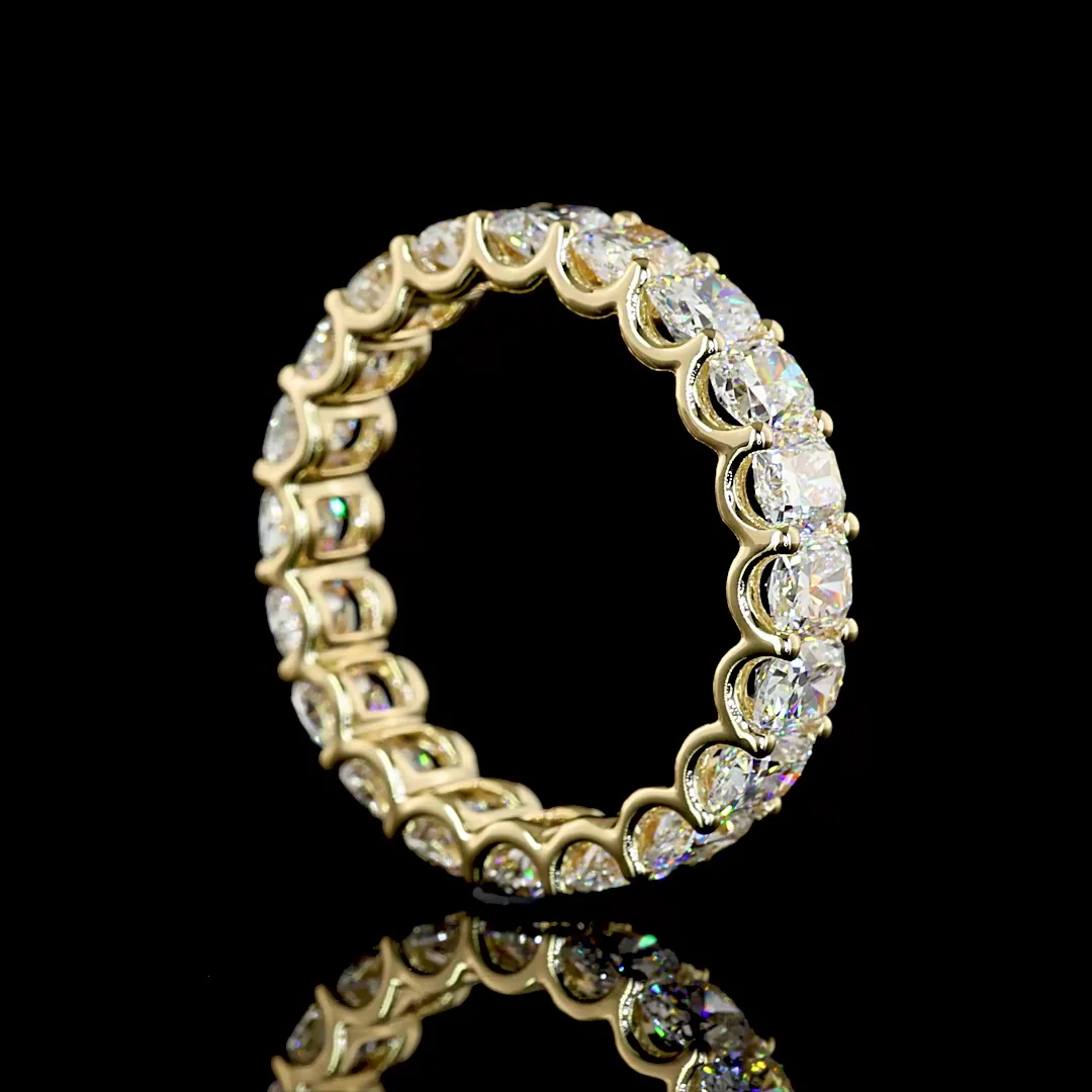 3.96 Cts 14k Yellow Gold Cushion Brilliant Shape Eternity Band Eternity Band - Image 2