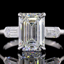 3.81 Cts 14k White Gold Emerald Shape 3 Stones Ring - Image 3