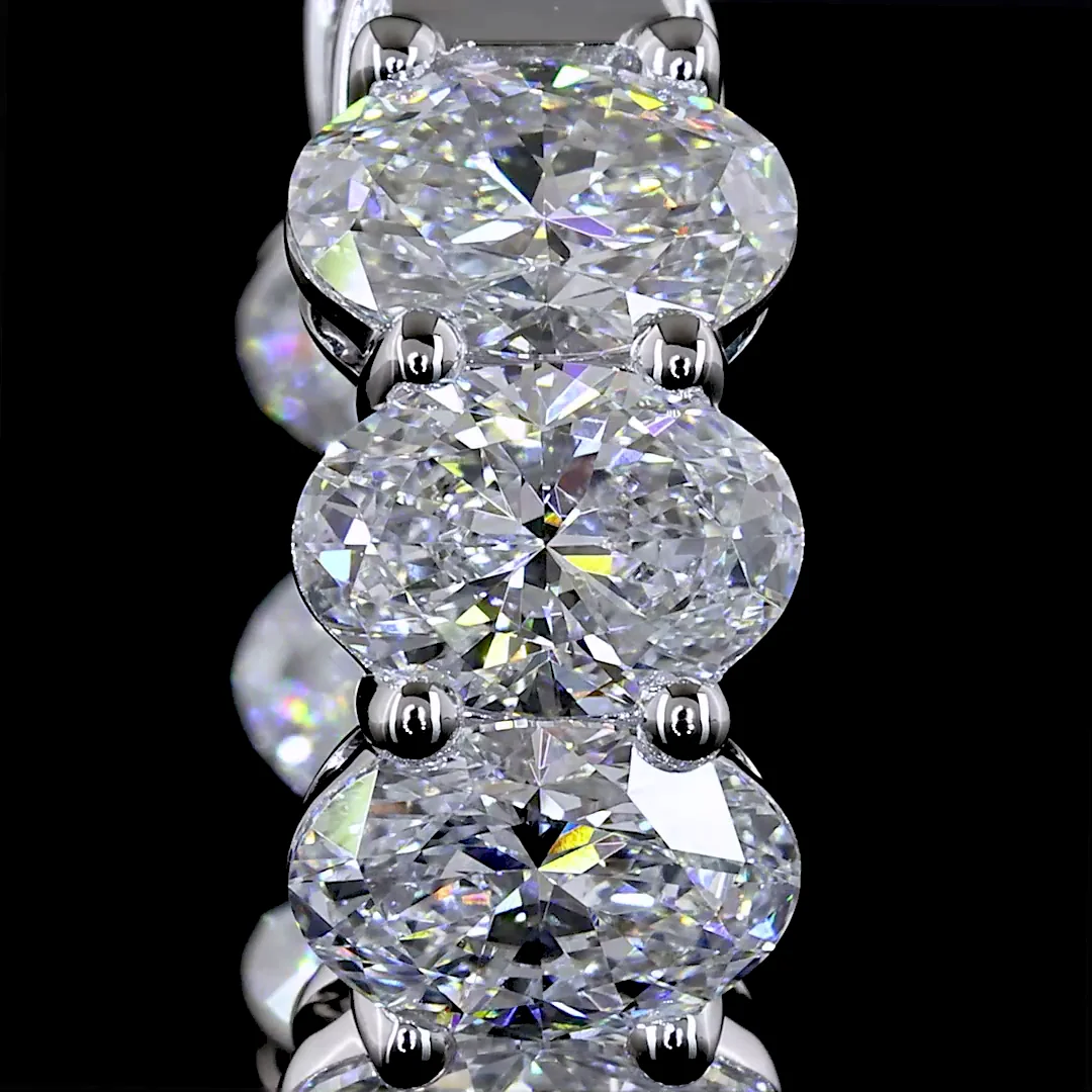 4.96 Cts 14k White Gold Oval Shape Huggies Earring - Image 2