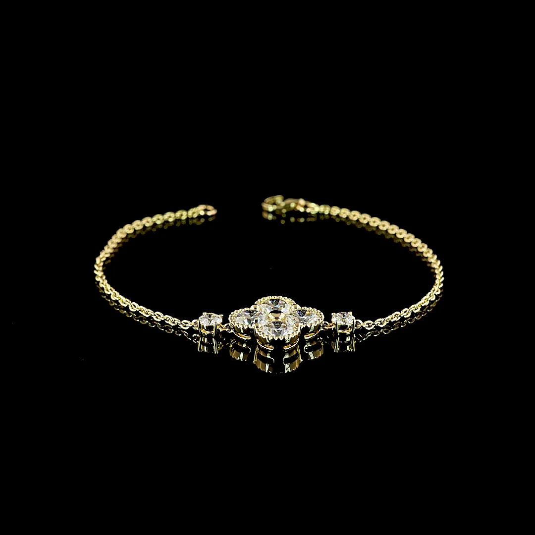 3.35 Cts 14k Yellow Gold Round Shape Special Bracelet - Video