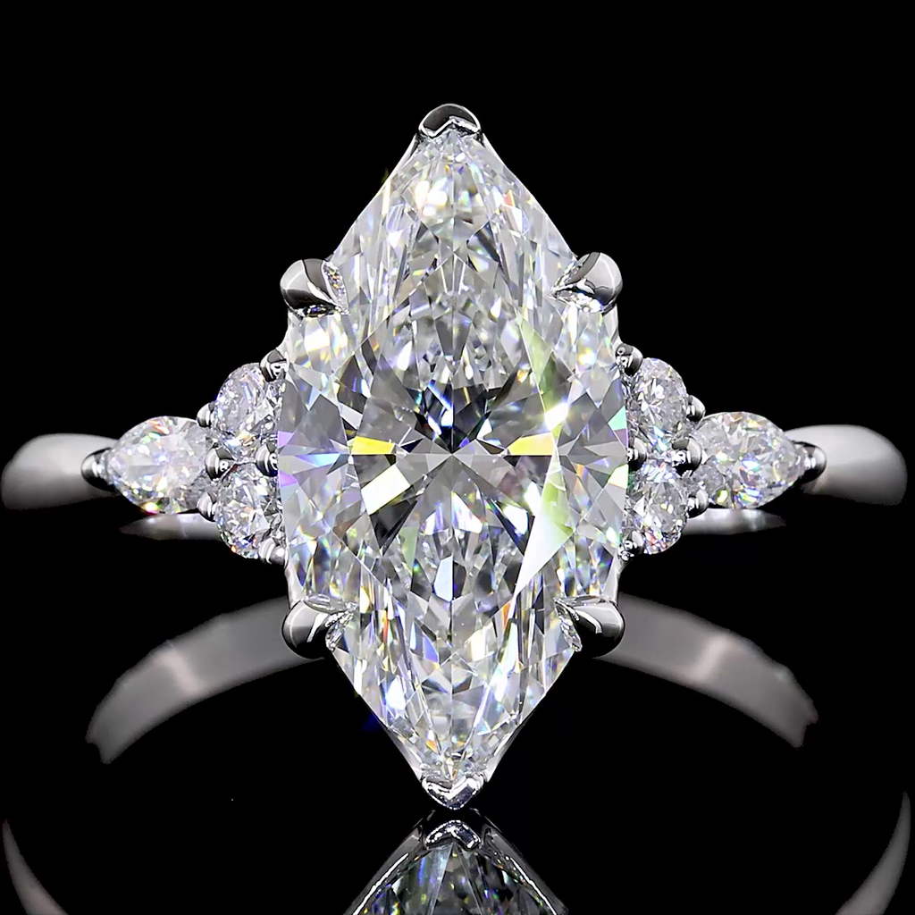 2.72 Cts 14k White Gold Marquise Shape Special Ring - Image 3