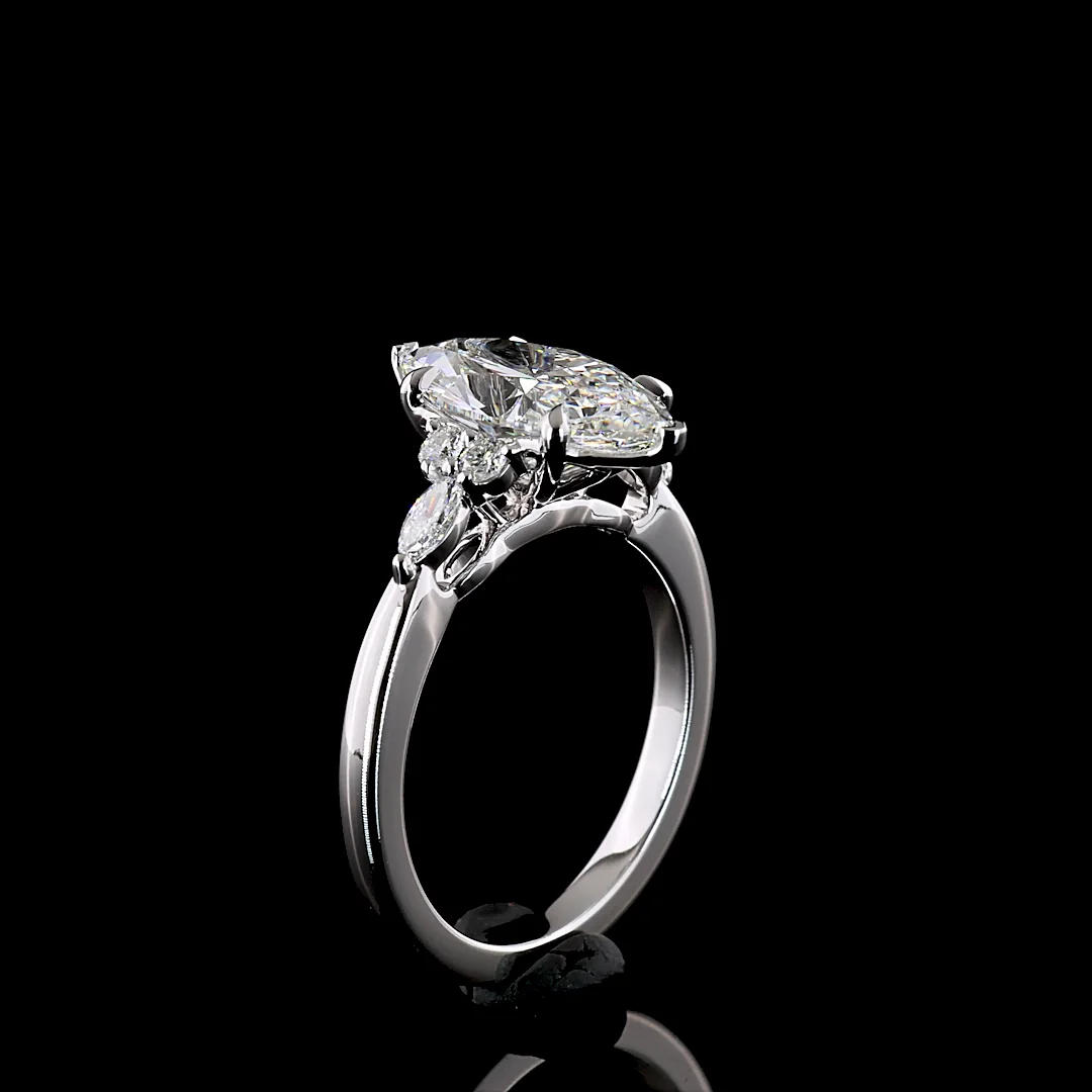 2.72 Cts 14k White Gold Marquise Shape Special Ring - Image 4