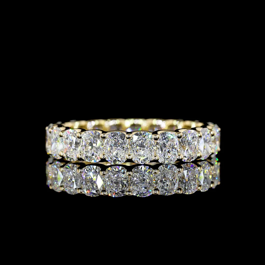 3.41 Cts 14k Yellow Gold Cushion Brilliant Shape Eternity Band Eternity Band - Video