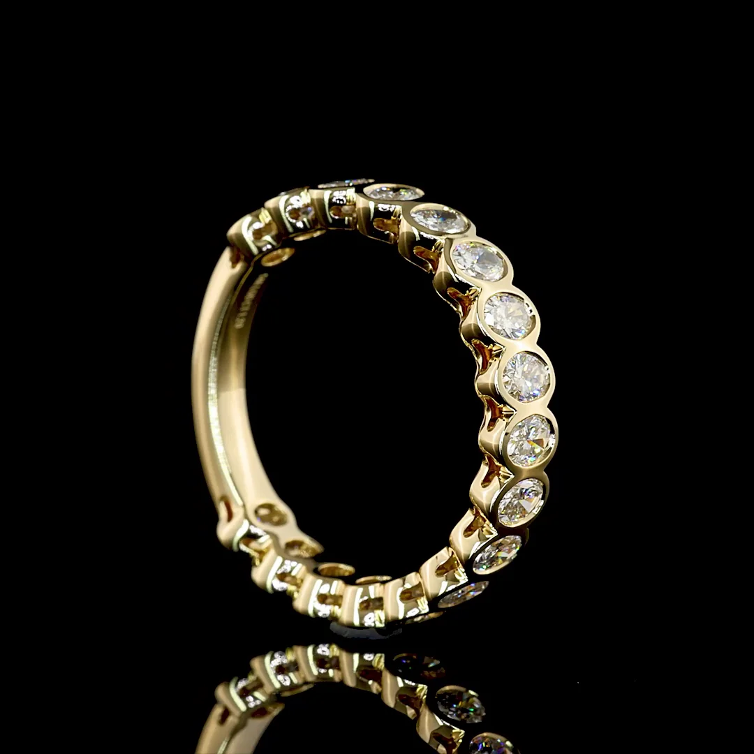 1.22 Cts 14k Yellow Gold Oval Shape 3/4 Band Eternity Band - Image 2