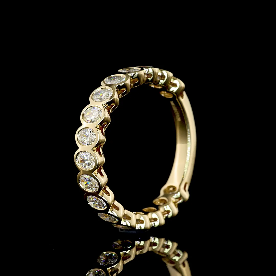 1.22 Cts 14k Yellow Gold Oval Shape 3/4 Band Eternity Band - Image 4