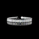 35.64 Cts 14k White Gold Emerald Shape Tennis Bracelet - Video