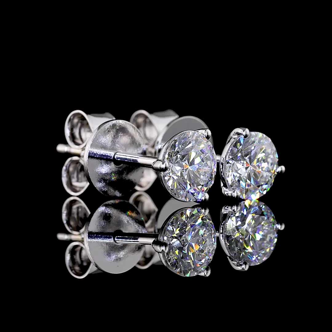 1.01 Cts 14k White Gold Round Shape Studs Earring - Video
