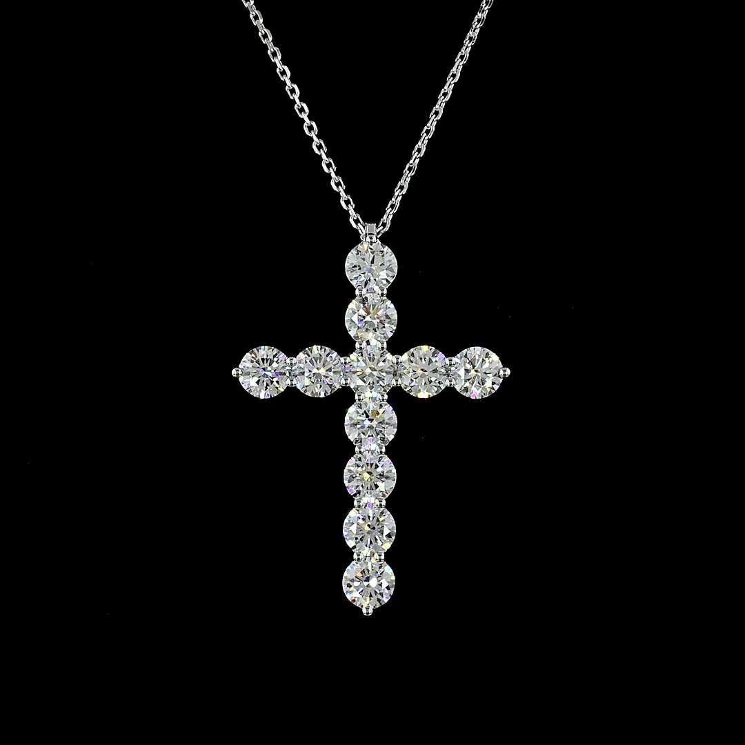 3.02 Cts 14k White Gold Round Shape Symbol Pendant - Image 3