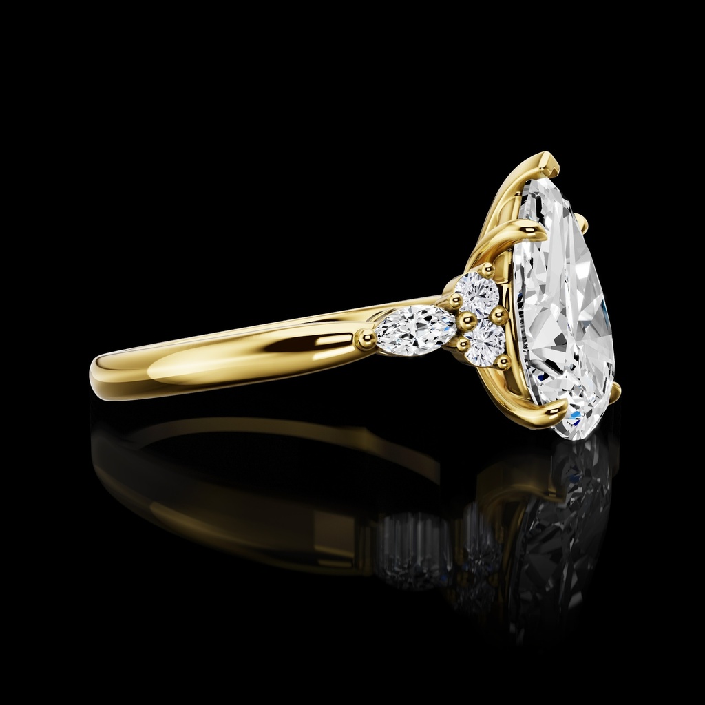 2.6 Cts 14k Yellow Gold Pear Shape Special Ring - Image 3