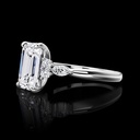 3 Cts 14k White Gold Emerald Shape Special Ring - Image 2