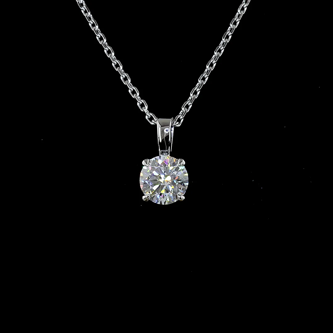 0.52 Cts 14k White Gold Round Shape Solitaire Pendant - Image 3
