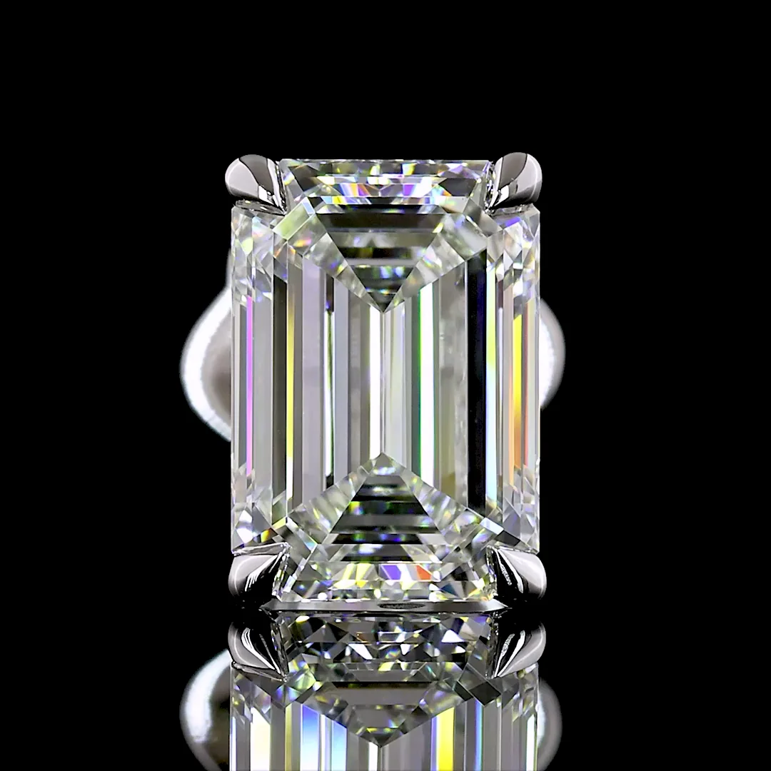 3.04 Cts 14k White Gold Emerald Shape Studs Earring - Image 2