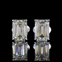 3.04 Cts 14k White Gold Emerald Shape Studs Earring - Image 3