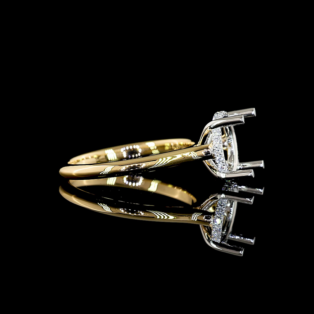 0.1 Cts 18k Yellow Gold - Platinum Shape Hidden Halo Ring - Image 3