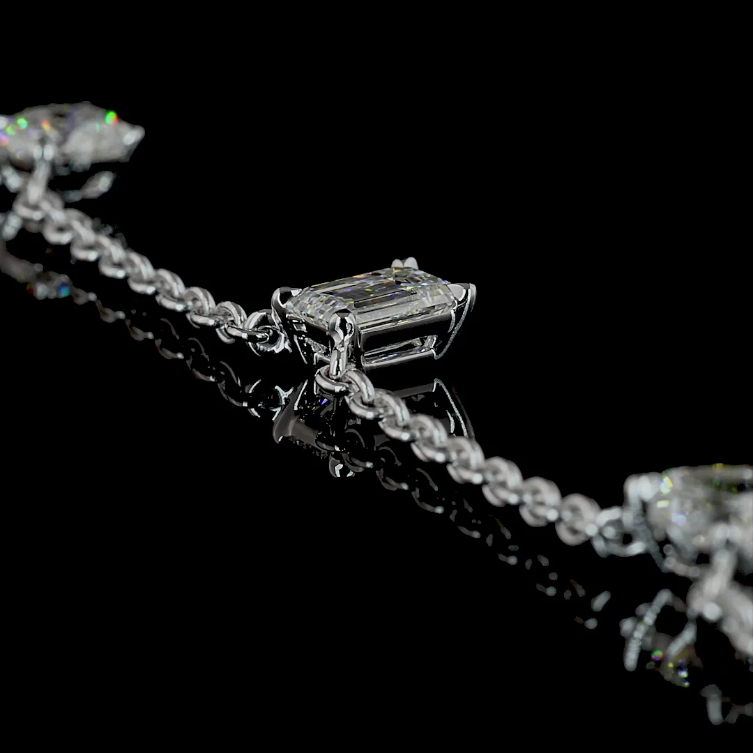 2.6 Cts 14k White Gold Mix Shape Station Necklace - Image 4