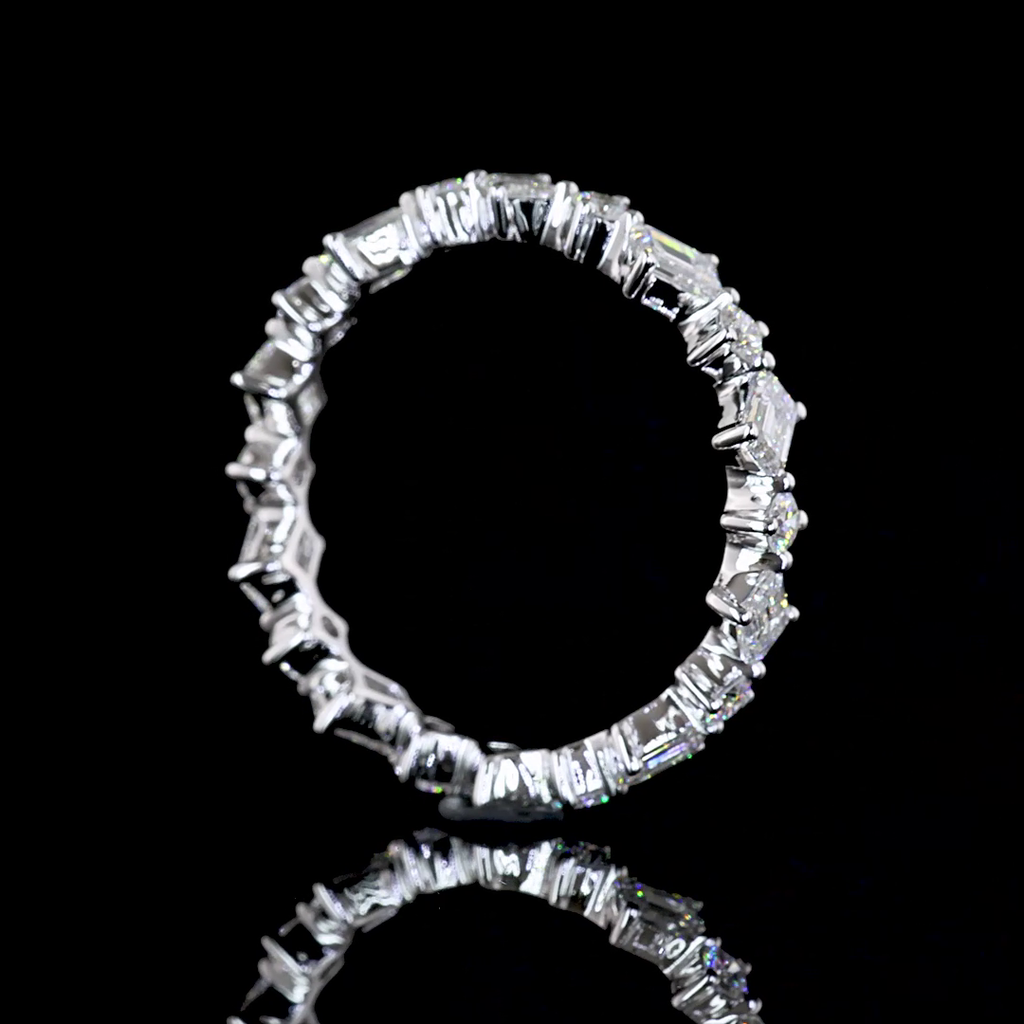 1.19 Cts 14k White Gold Emerald Shape Eternity Band Eternity Band - Image 2