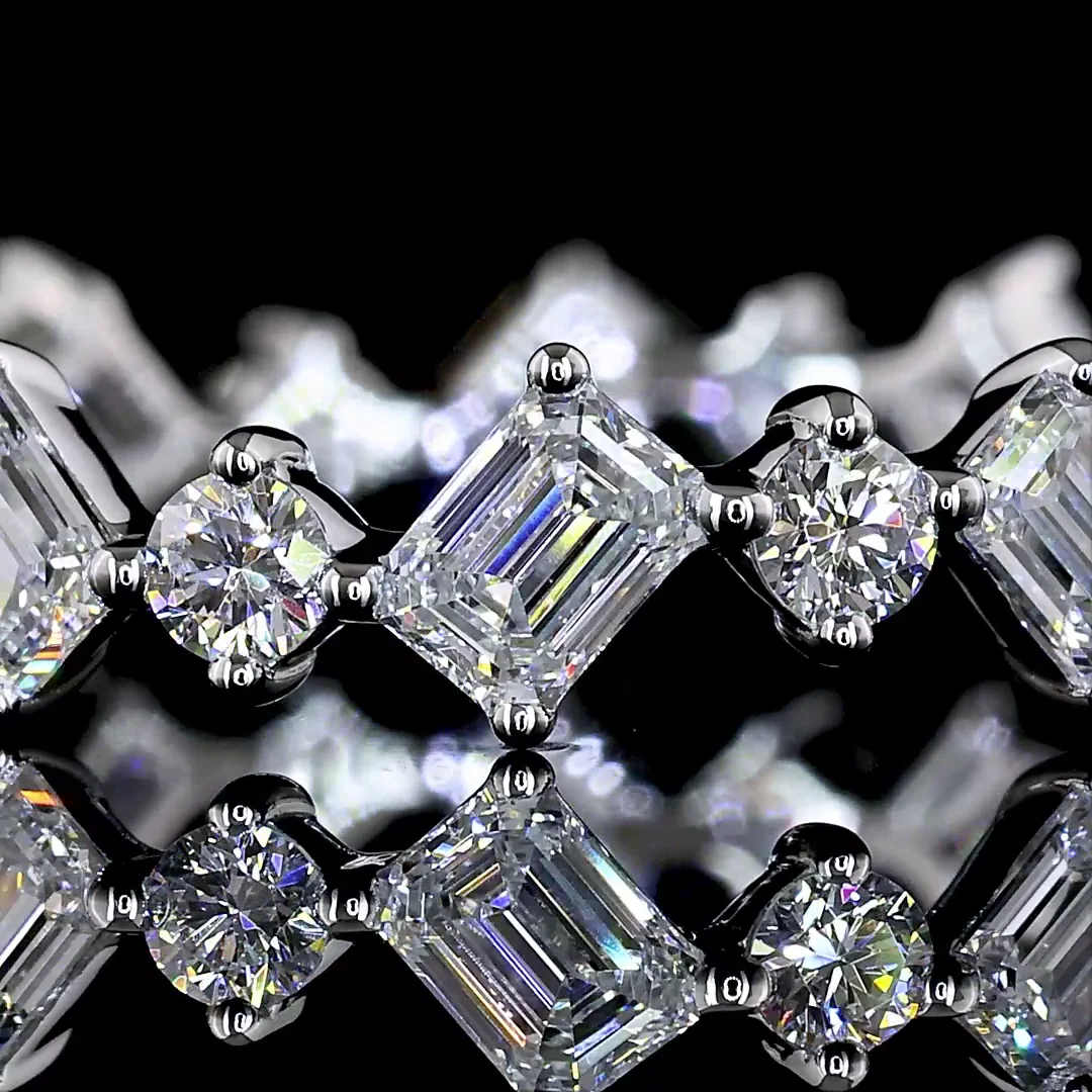 1.19 Cts 14k White Gold Emerald Shape Eternity Band Eternity Band - Image 3