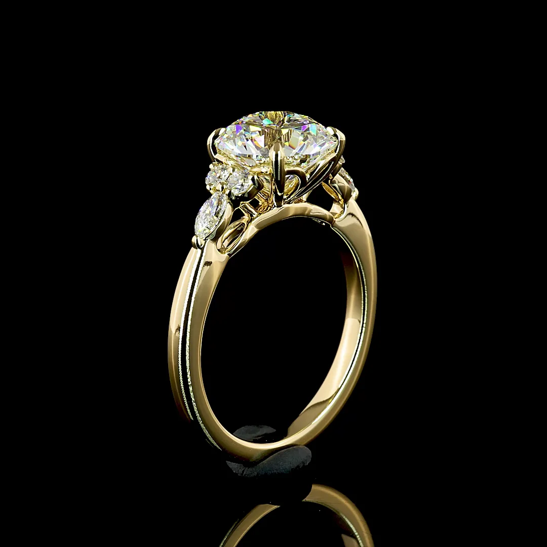 2.76 Cts 14k Yellow Gold Round Shape Split Shank Ring - Image 4