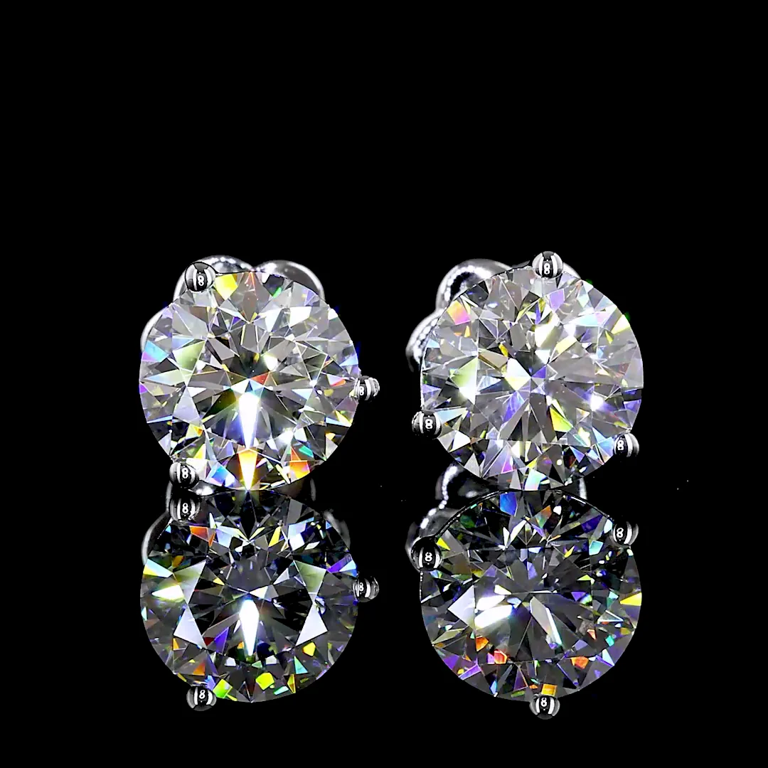 3.01 Cts 14k White Gold Round Shape Martini Earring - Image 3