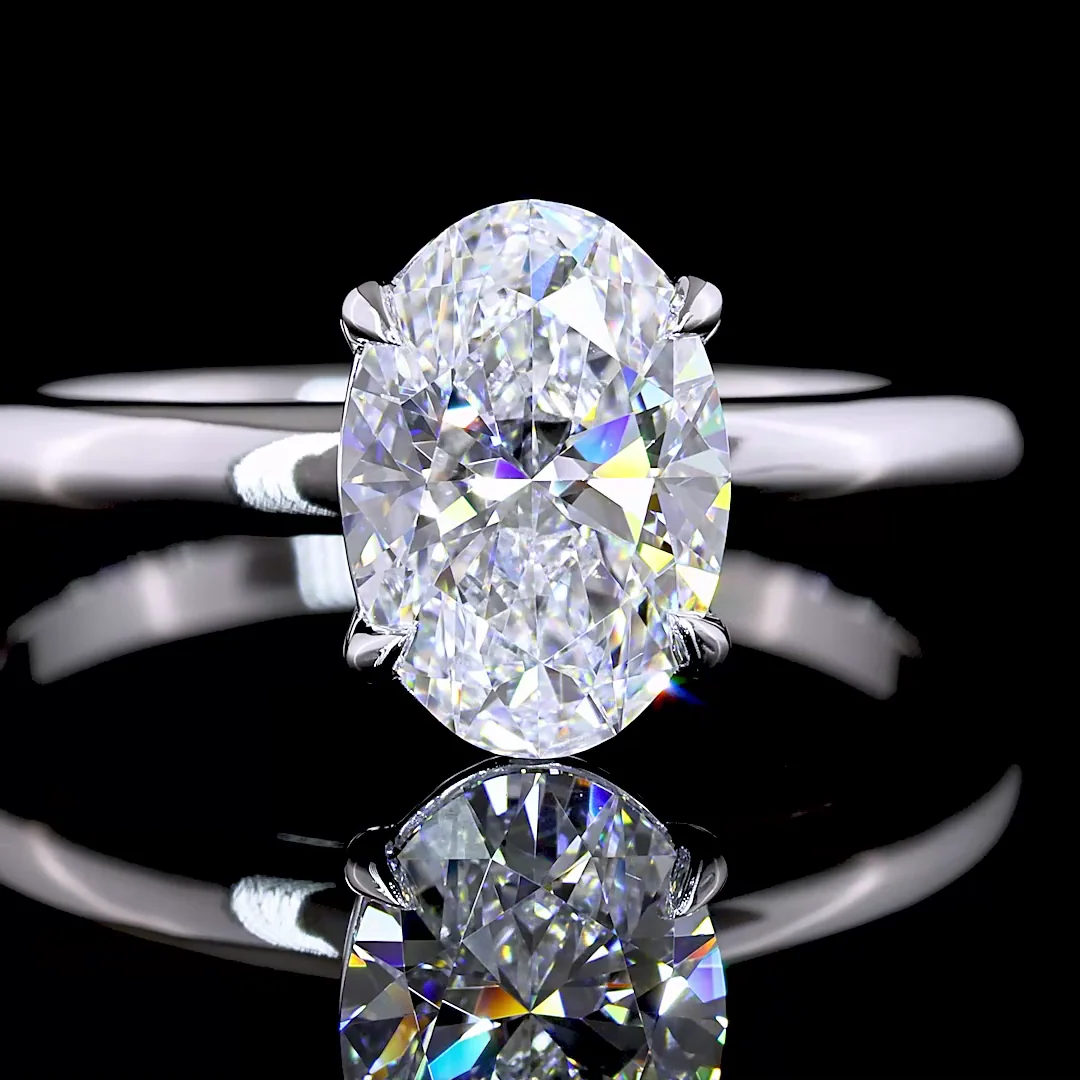 1.51 Cts 14k White Gold Oval Shape Solitaire Ring - Image 3