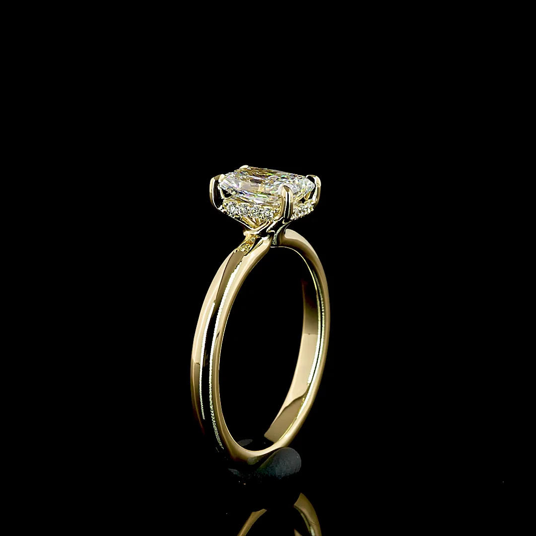 1.11 Cts 14k Yellow Gold Radiant Shape Hidden Halo Ring - Image 4