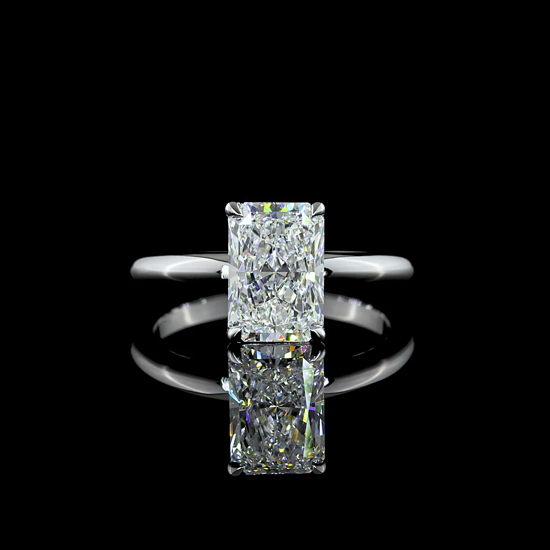 2.04 Cts 14k White Gold Radiant Shape Solitaire Ring - Video