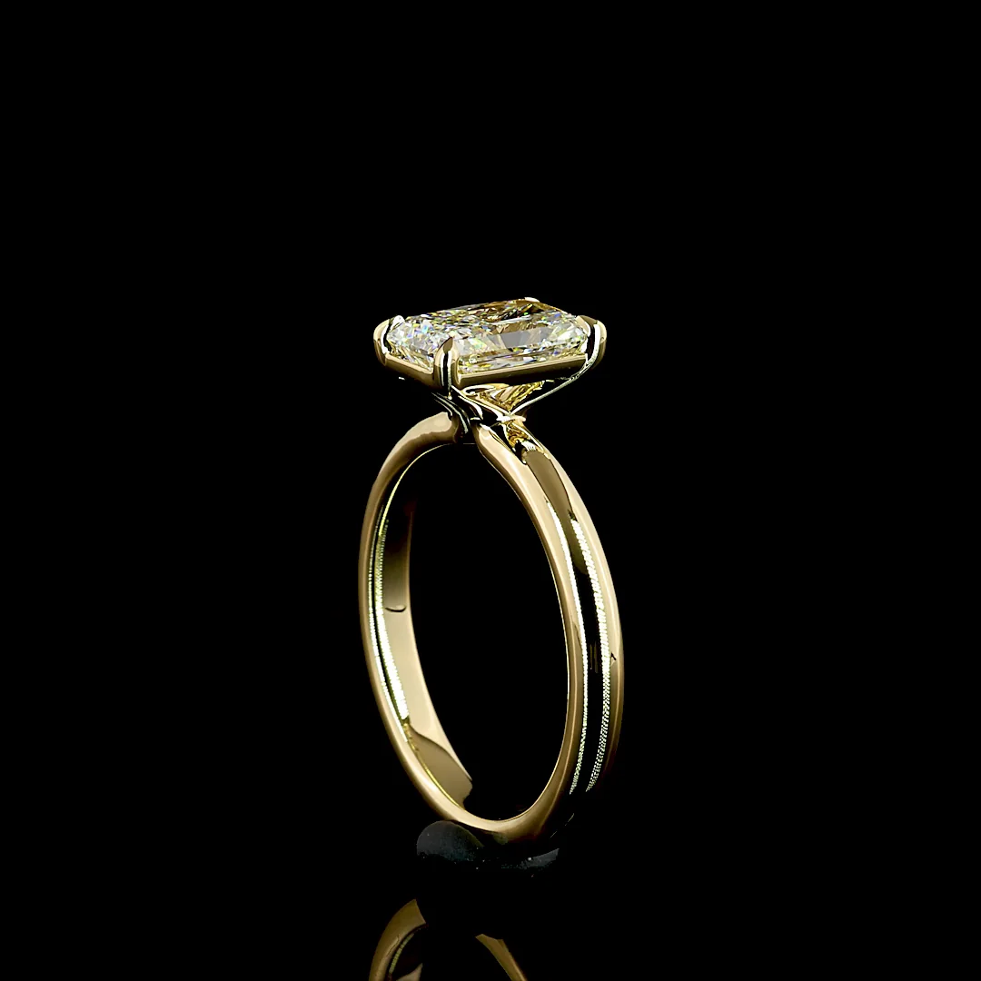 1.54 Cts 14k Yellow Gold Radiant Shape Solitaire Ring - Image 2