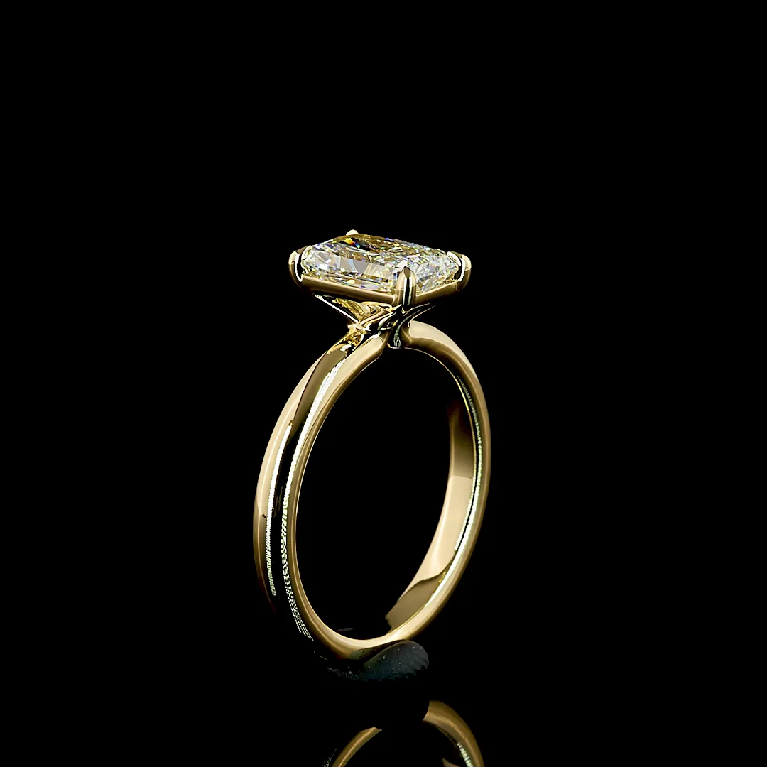 1.54 Cts 14k Yellow Gold Radiant Shape Solitaire Ring - Image 4