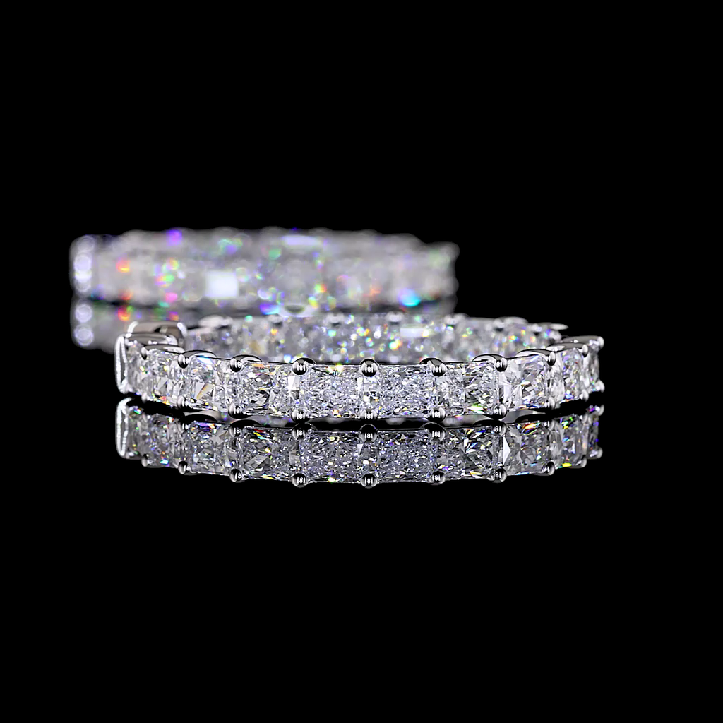 6.99 Cts 14k White Gold Radiant Shape Hoops Earring - Image 4