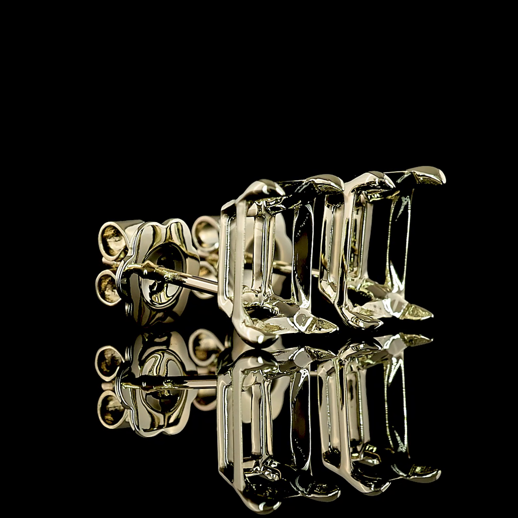 4.12 Cts 14k White Gold Radiant Shape Studs Earring - Image 3