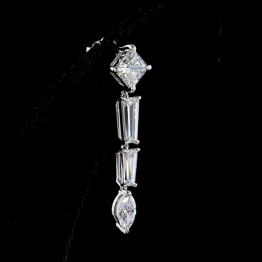 4.6 Cts 14k White Gold Mix Shape Hanging Earring - Image 4
