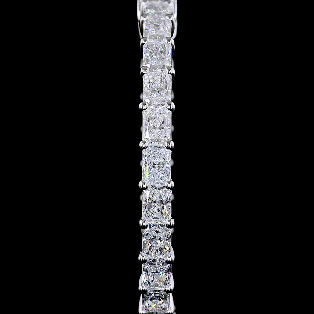 5.1 Cts 14k White Gold Radiant Shape Hoops Earring - Image 2