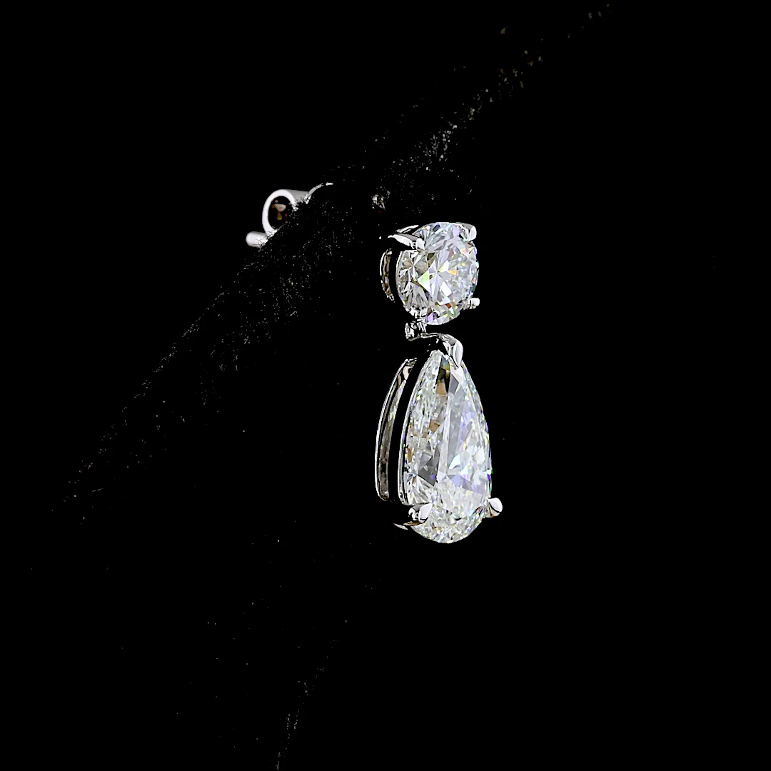 3.03 Cts 14k White Gold Round Shape Hanging Earring - Image 4