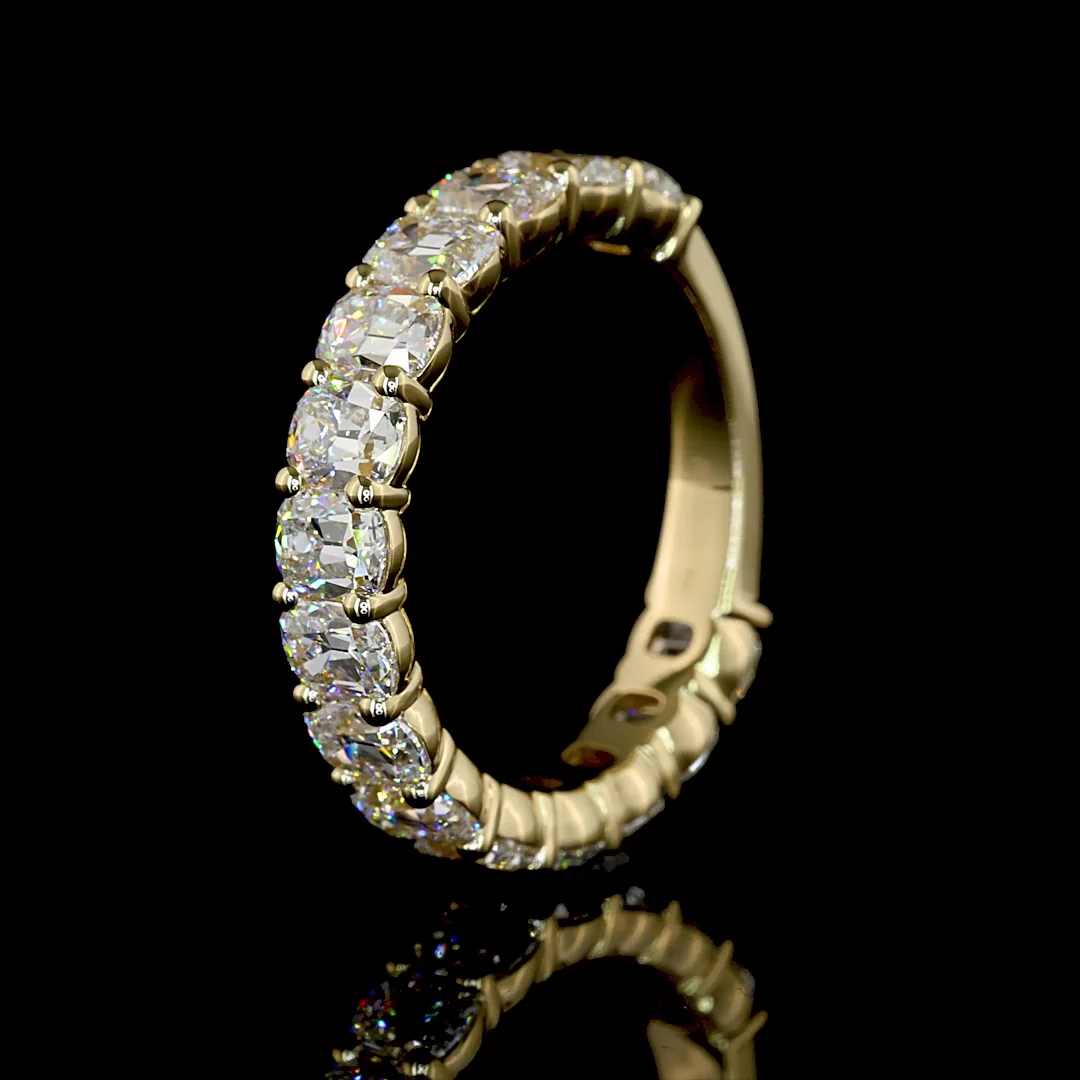 3.17 Cts 14k Yellow Gold Antique Cushion Shape 3/4 Band Eternity Band - Image 4