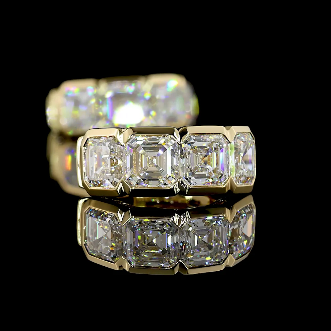 5.8 Cts 14k Yellow Gold Asscher Shape Huggies Earring - Image 4