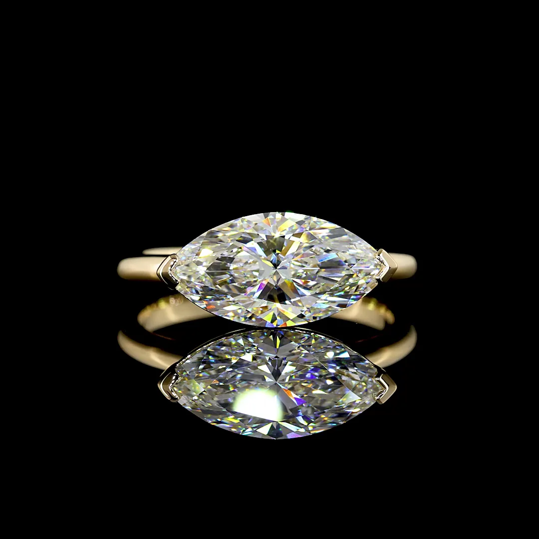 2.59 Cts 14k Yellow Gold Marquise Shape Solitaire Ring - Video
