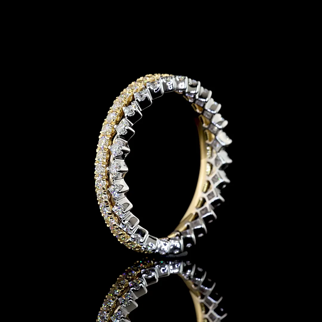 0.94 Cts 14k Two Tone Round Shape Eternity Band Eternity Band - Image 4
