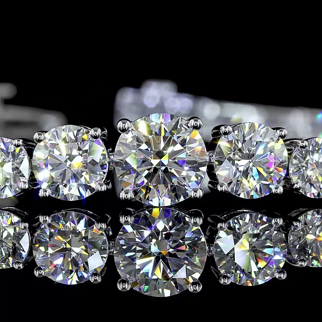 10.71 Cts 14k White Gold Mix Shape Riviera Bracelet - Image 2