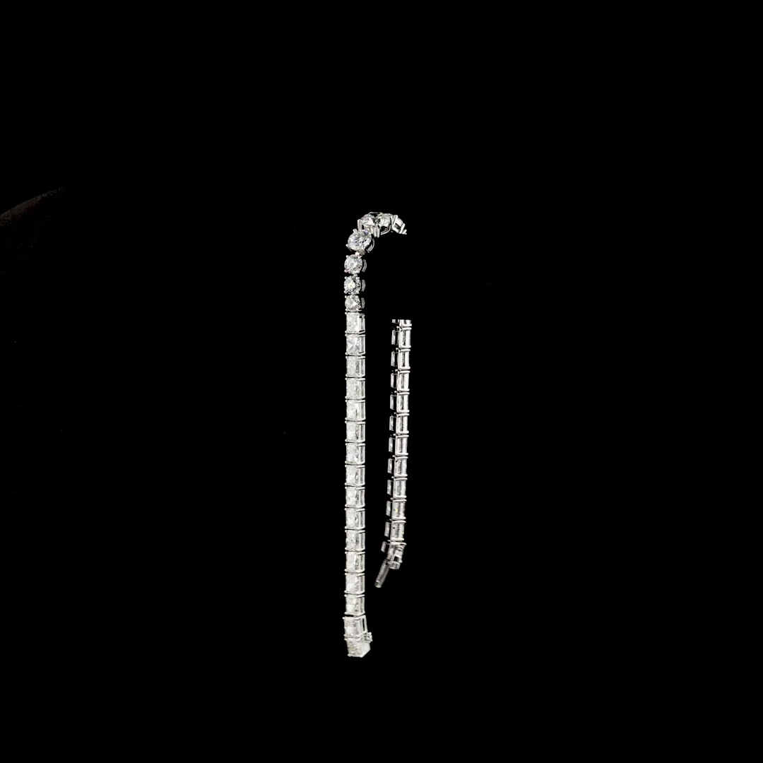 10.71 Cts 14k White Gold Mix Shape Riviera Bracelet - Image 3