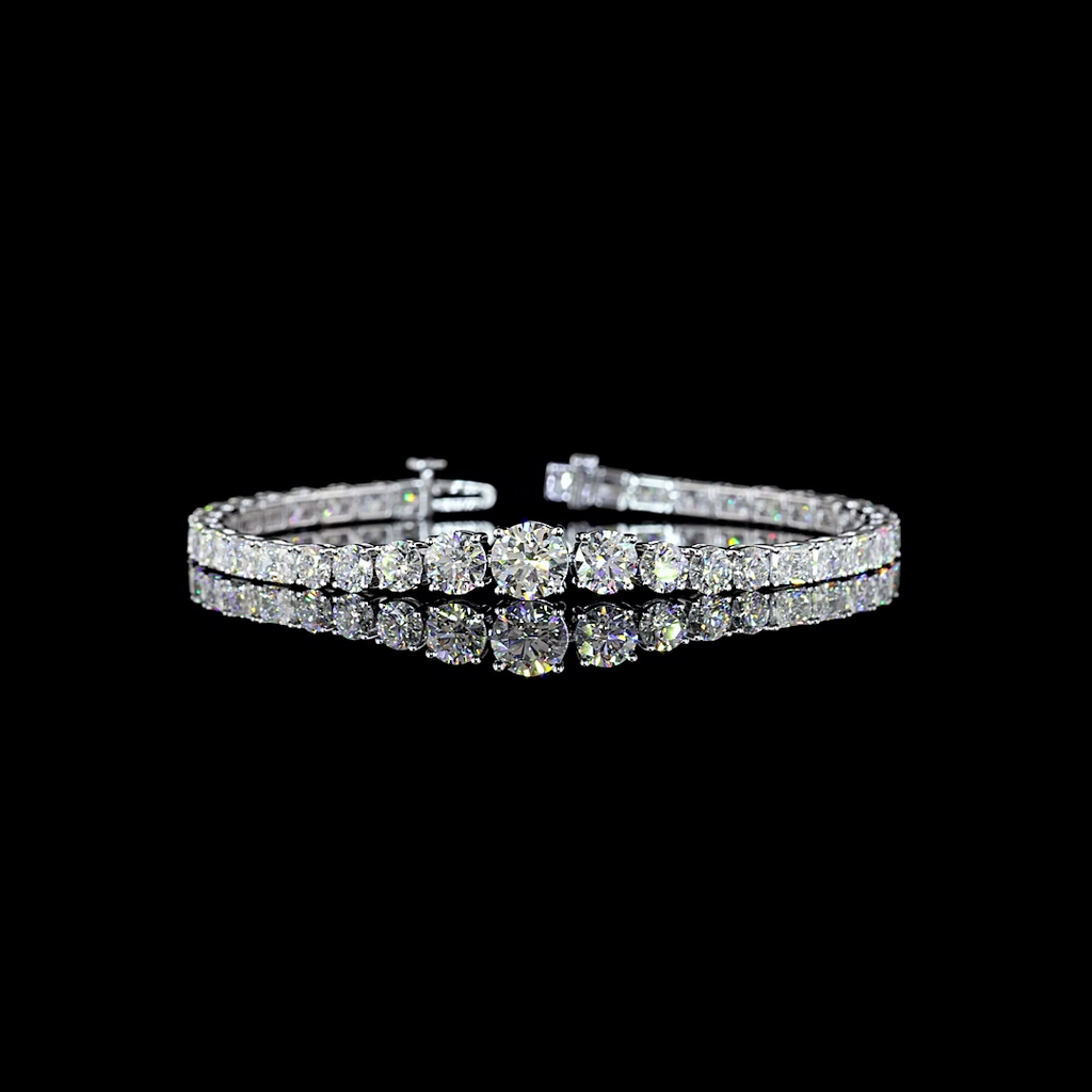 10.71 Cts 14k White Gold Mix Shape Riviera Bracelet - Video