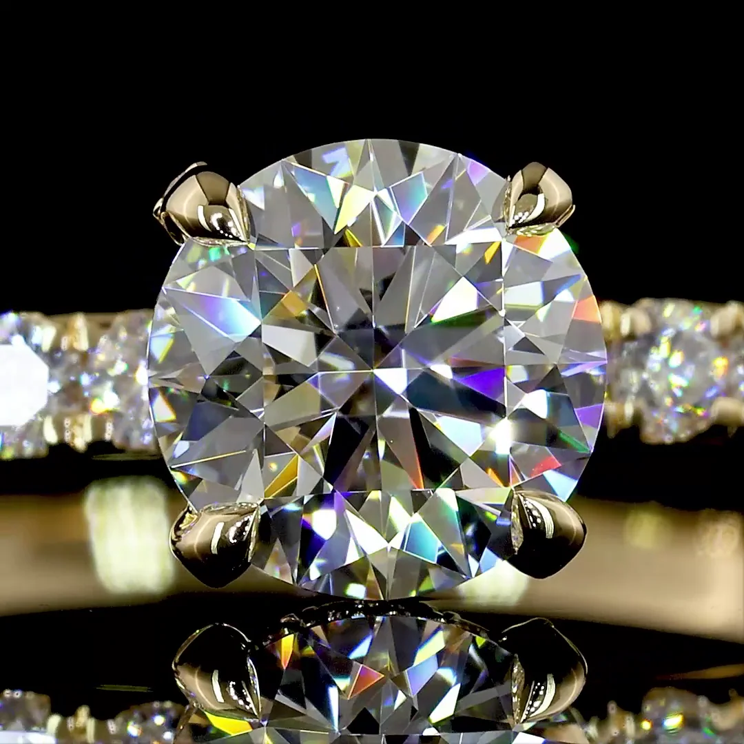 1.86 Cts 14k Yellow Gold Round Shape Hidden Halo Ring - Image 3