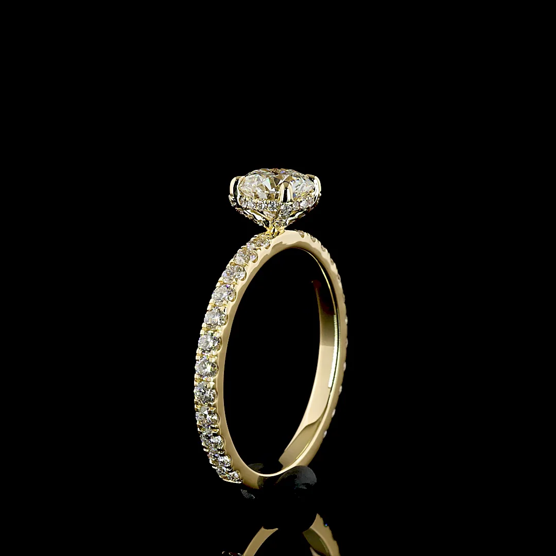 1.86 Cts 14k Yellow Gold Round Shape Hidden Halo Ring - Image 4