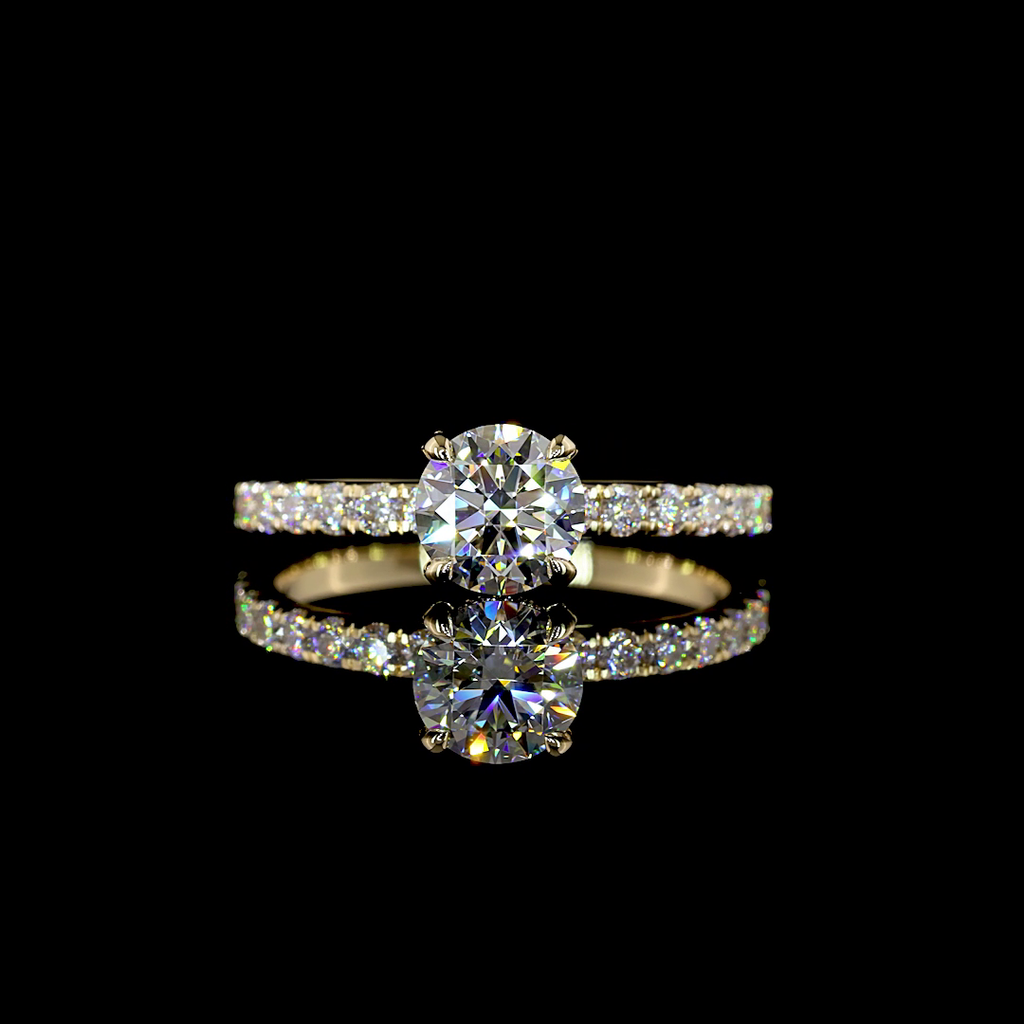 1.86 Cts 14k Yellow Gold Round Shape Hidden Halo Ring - Video