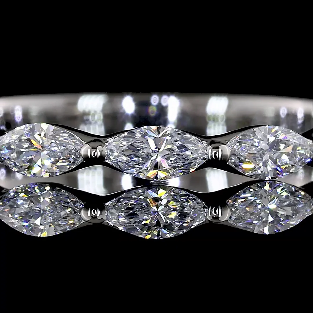 0.56 Cts Platinum Marquise Shape 3/4 Band Eternity Band - Image 3