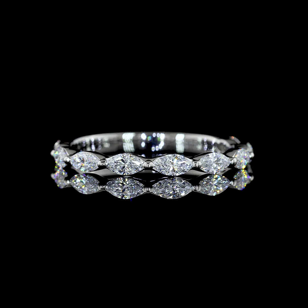 0.56 Cts Platinum Marquise Shape 3/4 Band Eternity Band - Video