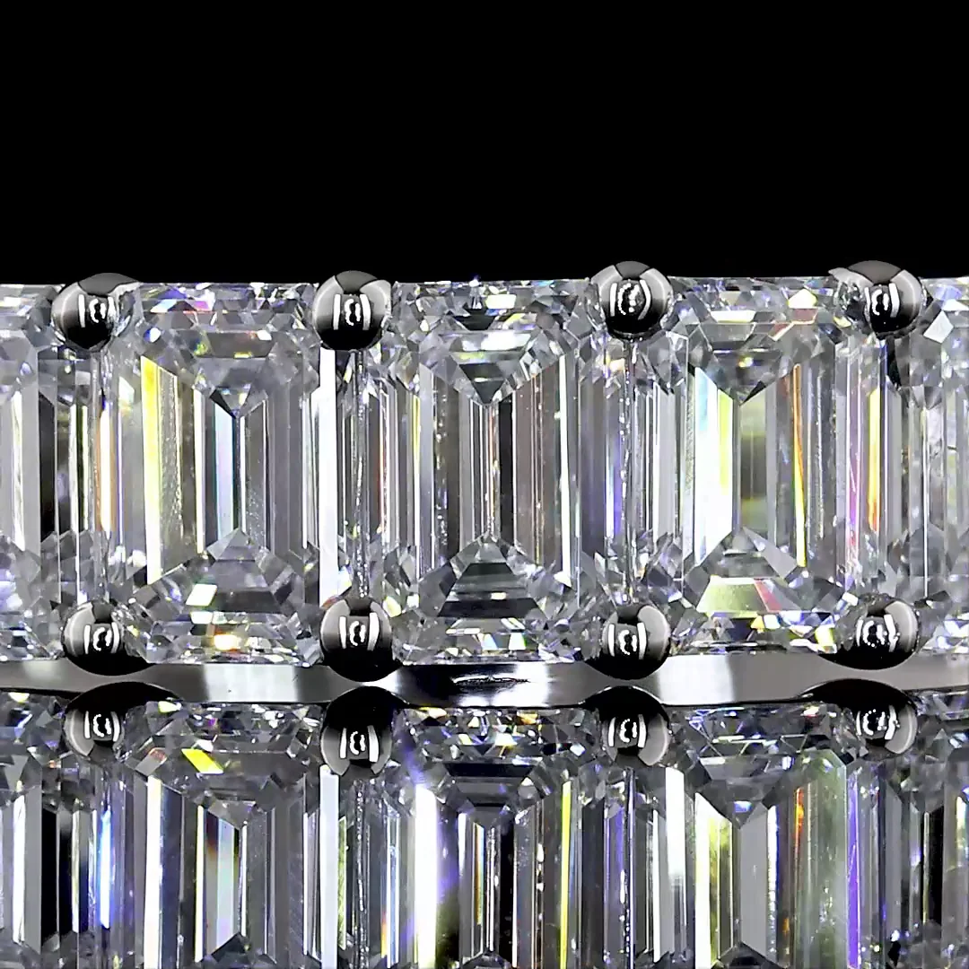 1 Cts Platinum Emerald Shape 5 Stones Eternity Band - Image 3